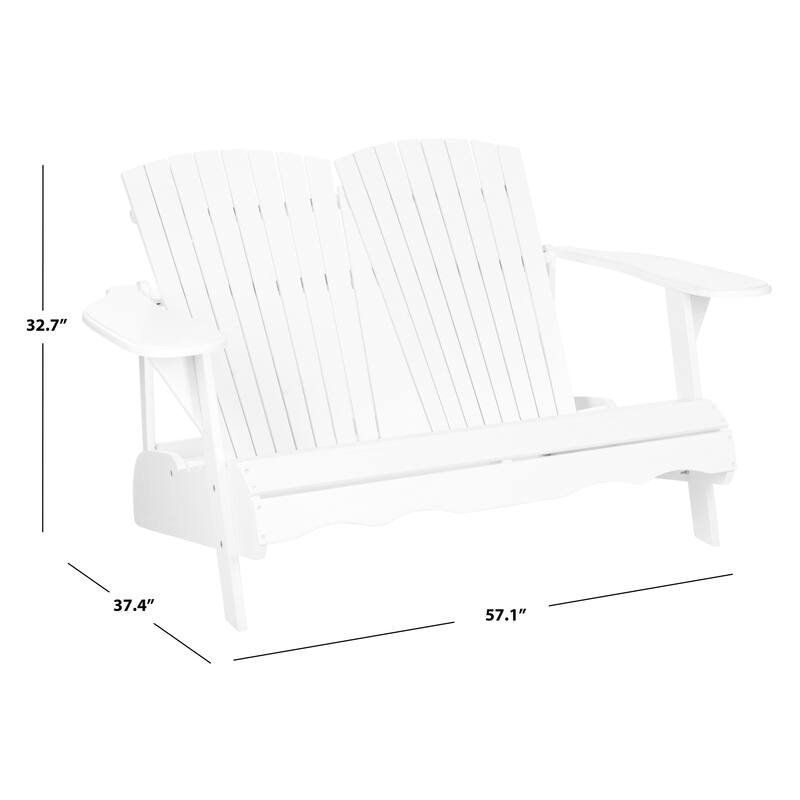 SAFAVIEH Outdoor Fanie Adirondack Acacia Wood Bench - 57Wx37Dx33H
