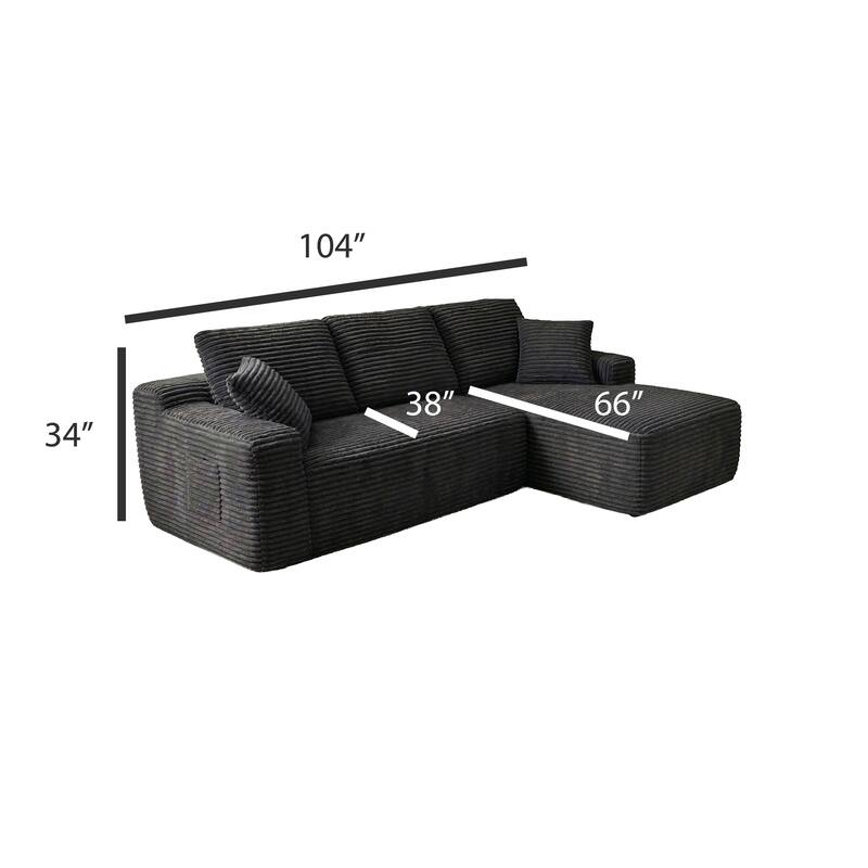 AC Pacific 104 In Modern 3-Piece Sectional Sofa with Reversible Chaise