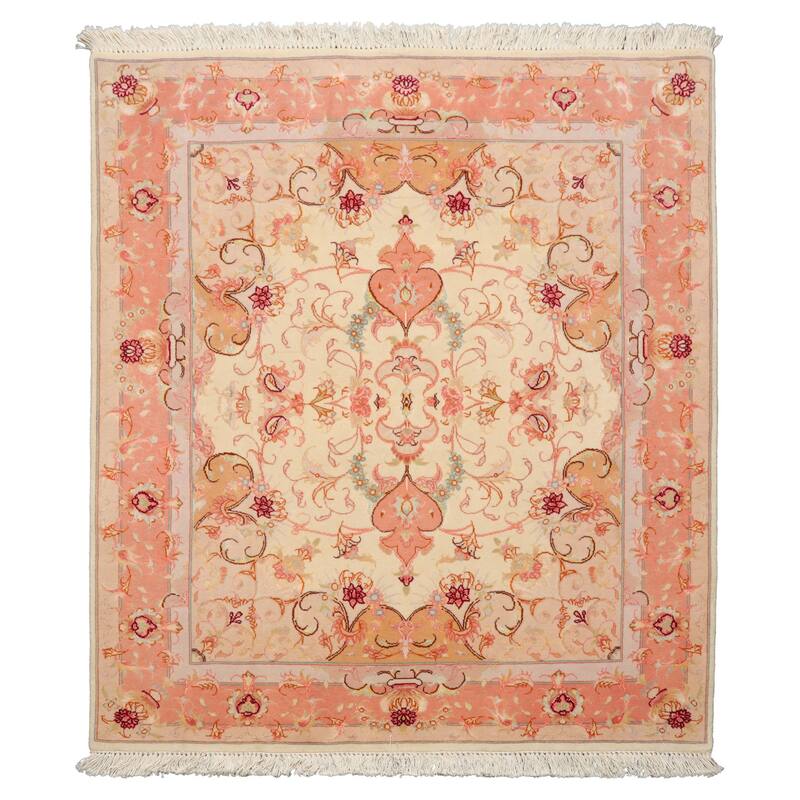 3'5''x3'1'' Hand Knotted Wool Ivory Traditional 300 KPSI Rug - 3' 5'' x 3' 10'' - 3' 5'' x 3' 10''