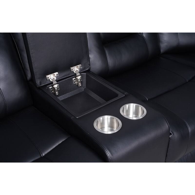 109" Power Reclining Sectional Couch, Modular Livingroom Recliner Sofa with 2 Storage Console & 4 Cup Holders