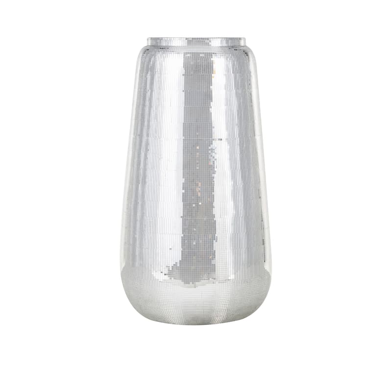 Fiberglass Mosaic Floor Decorative Vase with Blue Interior - Silver - Roche River Decor