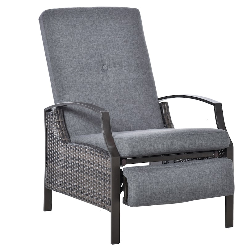 Outsunny Rattan Adjustable Recliner Chair with Hand-Woven All-Weather Wicker for Patio, Outdoor, Garden, Poolside