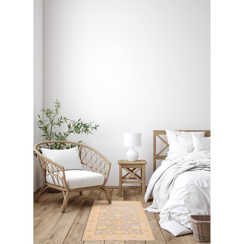 ECARPETGALLERY Hand-knotted Finest Oushak Grey Wool Rug - 3'2 x 4'10