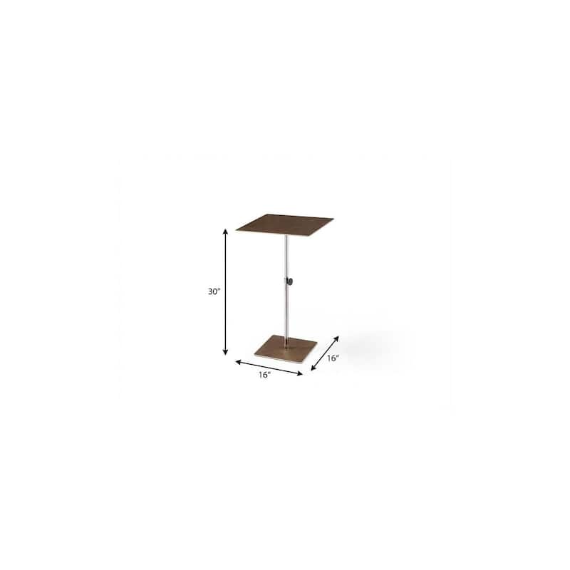 HomeRoots Bronze And Silver Steel Height Adjustable Square Pedestal End Table - 16.00 in. x 30.00 in. x 16.00 in.