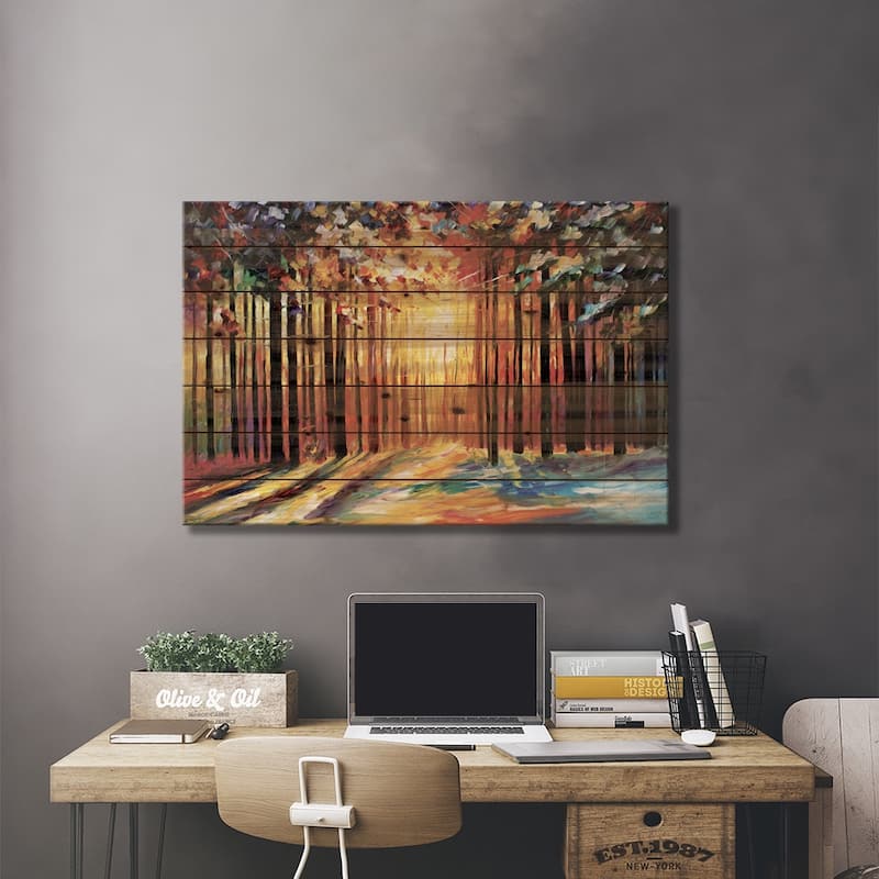 Sun Of January Print On Wood by Leonid Afremov - Multi-Color