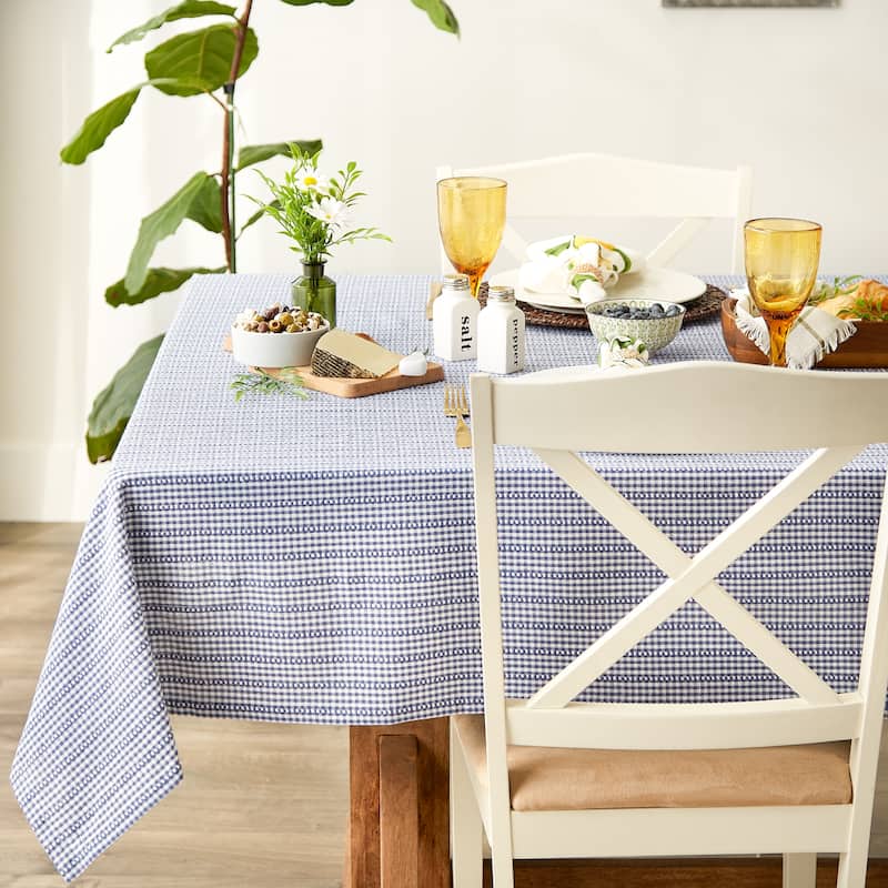 French Blue Farmhouse Gingham Tablecoth 52x52
