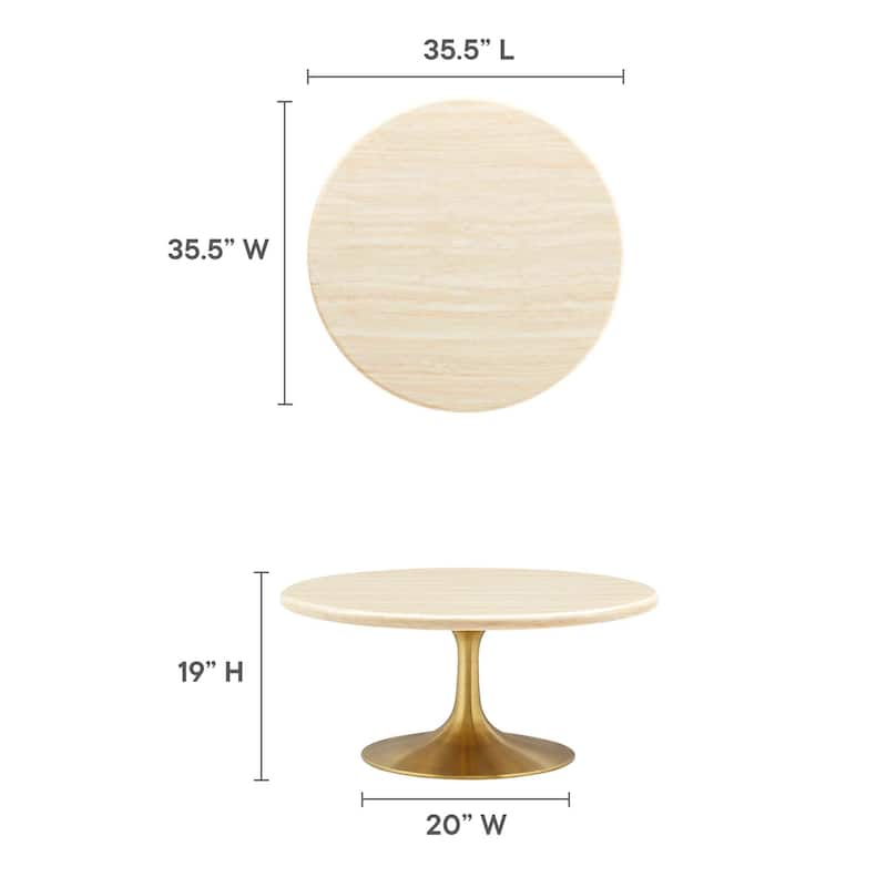 Lippa 36" Round Artificial Travertine Coffee Table