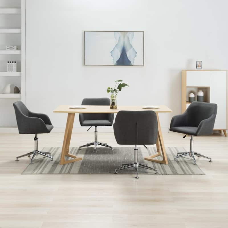 vidaXL Dining Chair 360 Degrees Swivel Accent Desk Chair with Arms Fabric - 21.7" x 20.9" x (30.7"-36.2")