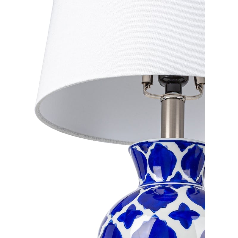 Livabliss Zanna Traditional Blue Ceramic Table Lamp - 21"H x 11"W x 11"D