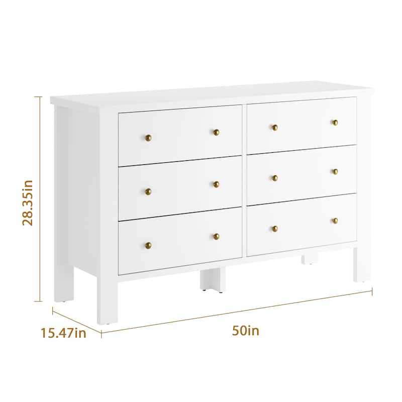 6 Drawer Dresser For Bedroom With Modern Style