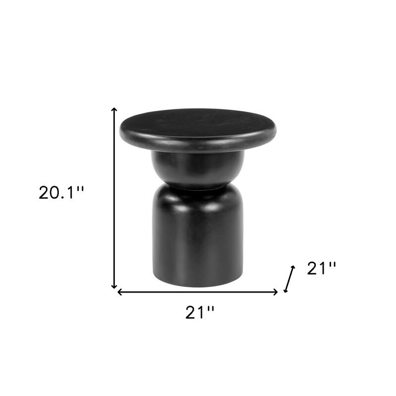 HomeRoots 20" Black Solid Wood Round Pedestal End Table - 21' X '20.1' X '21
