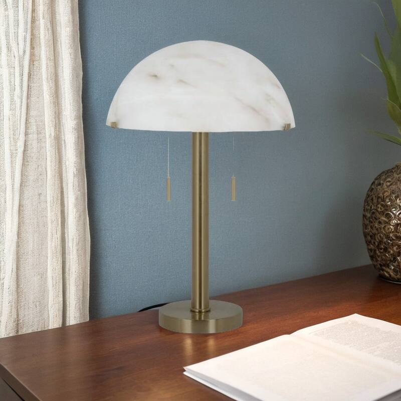 24" Metal Table Lamp with Glass Shade, Brass