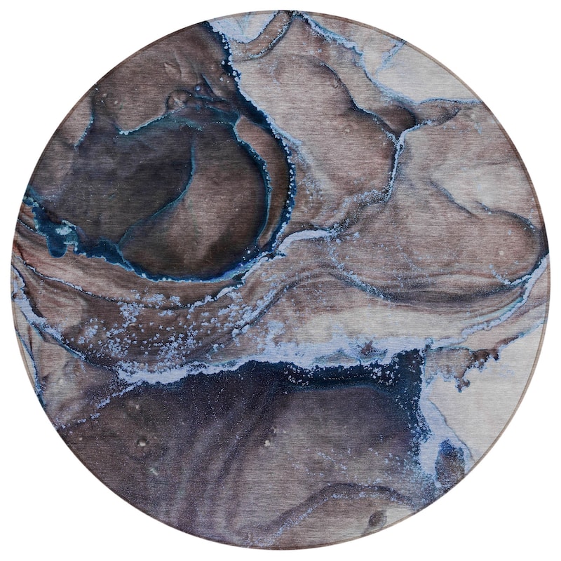Damo Modern Art-Inspired Weather Resistant Trendy Modern Round Outdoor Rug - 8' Round