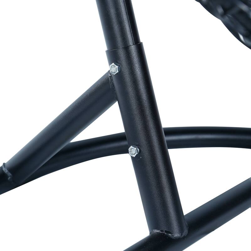 Hanging Swing Chair with Weave Design and Teardrop Shape in Black Frame