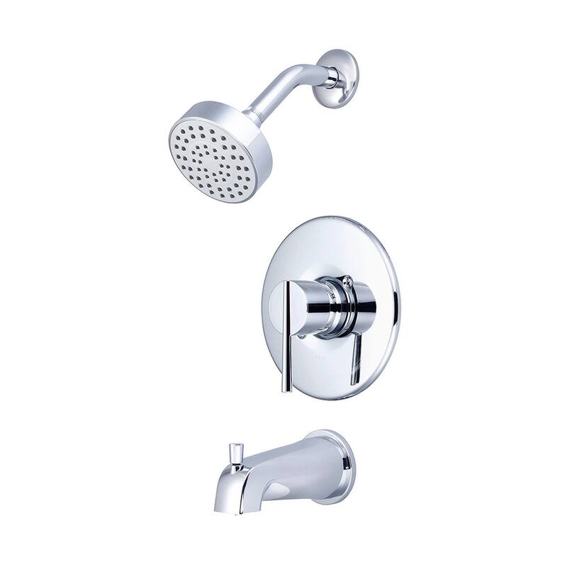 Olympia i2V Single Handle Tub/Shower Trim Set - Polished Chrome - Black