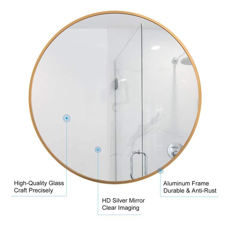 24" Wall Circle Gold Mirror Wall Decor Bathroom Make Up Vanity Mirror