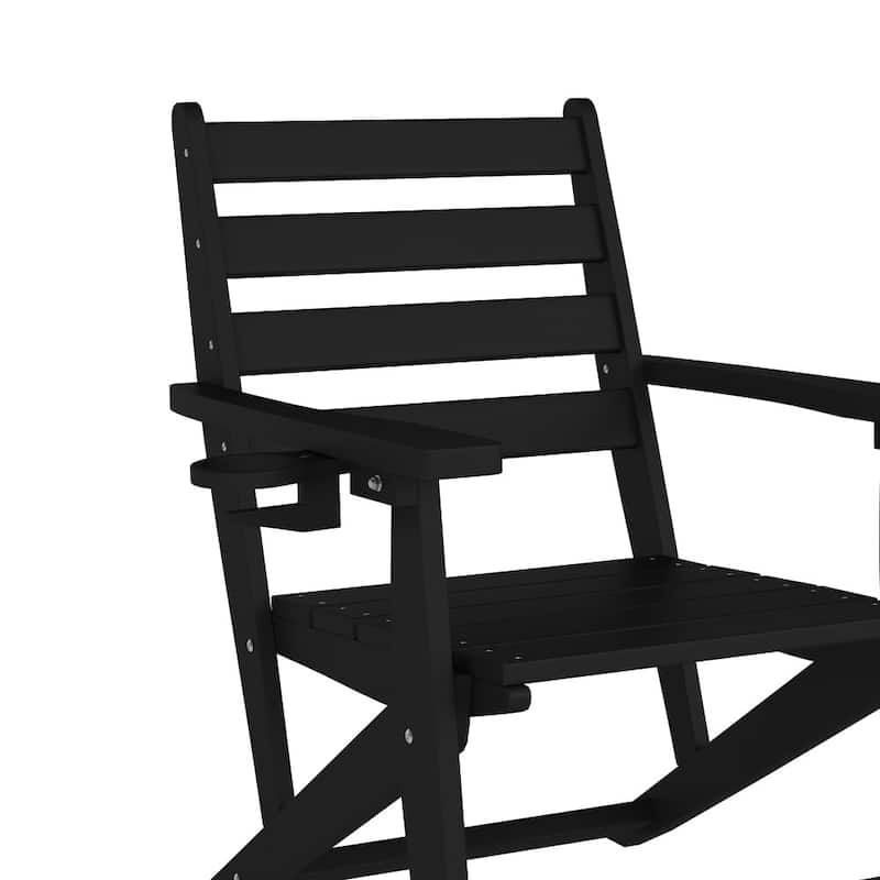 All-Weather Commercial Adirondack Dining Chair with Fold Out Cupholder