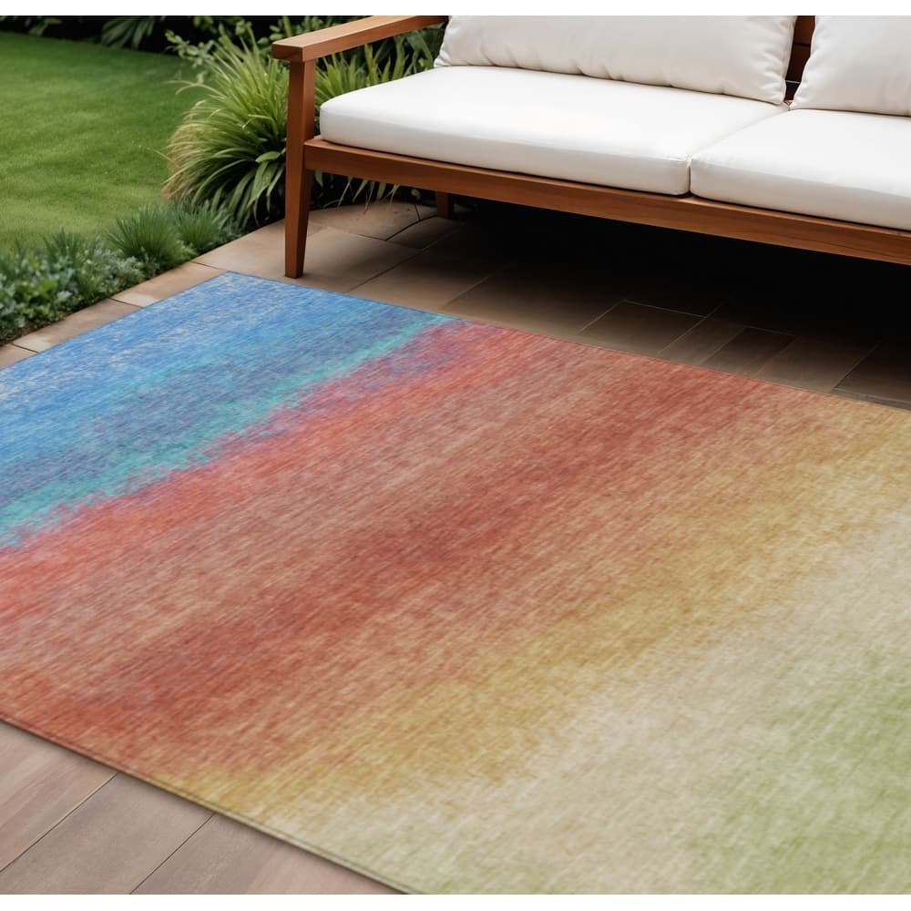 HomeRoots Ombre Transitional Rectangle Outdoor Rug