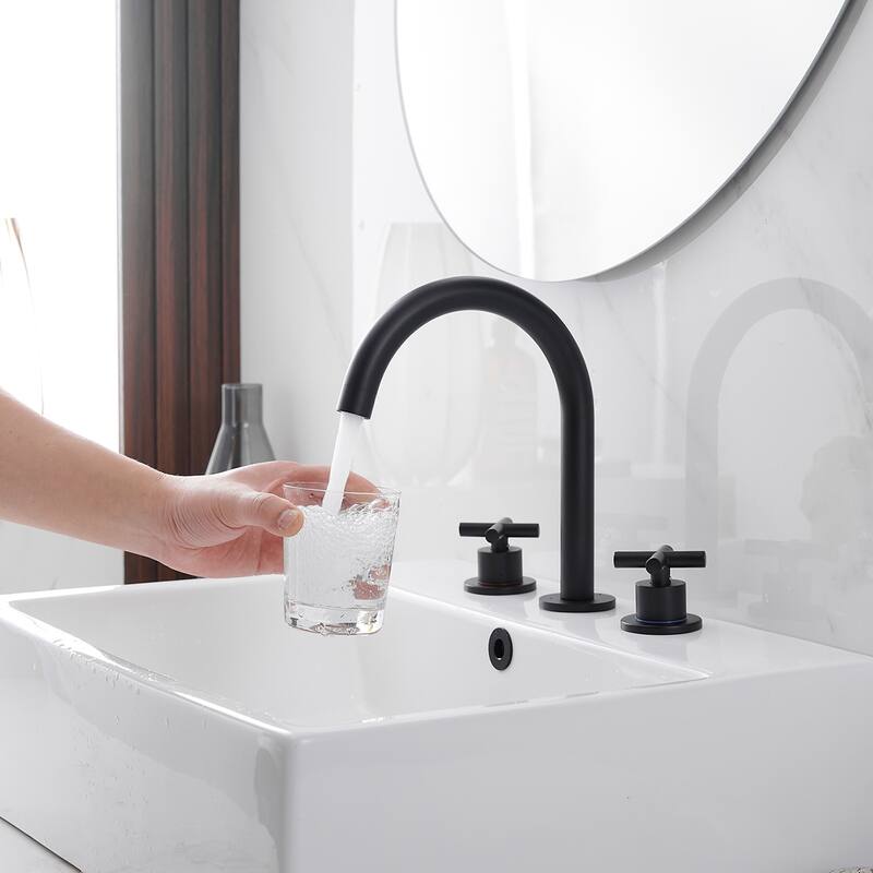 Widespread Bathroom Faucet 3-Hole Double Handle Vanity Tap with Pop-Up Drain