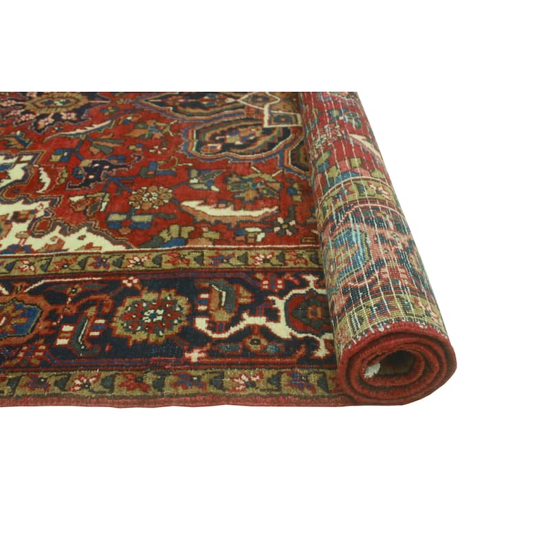 Fine Vintage Heriz Rehan Red/Navy Rug - 4'7" x 6'2"