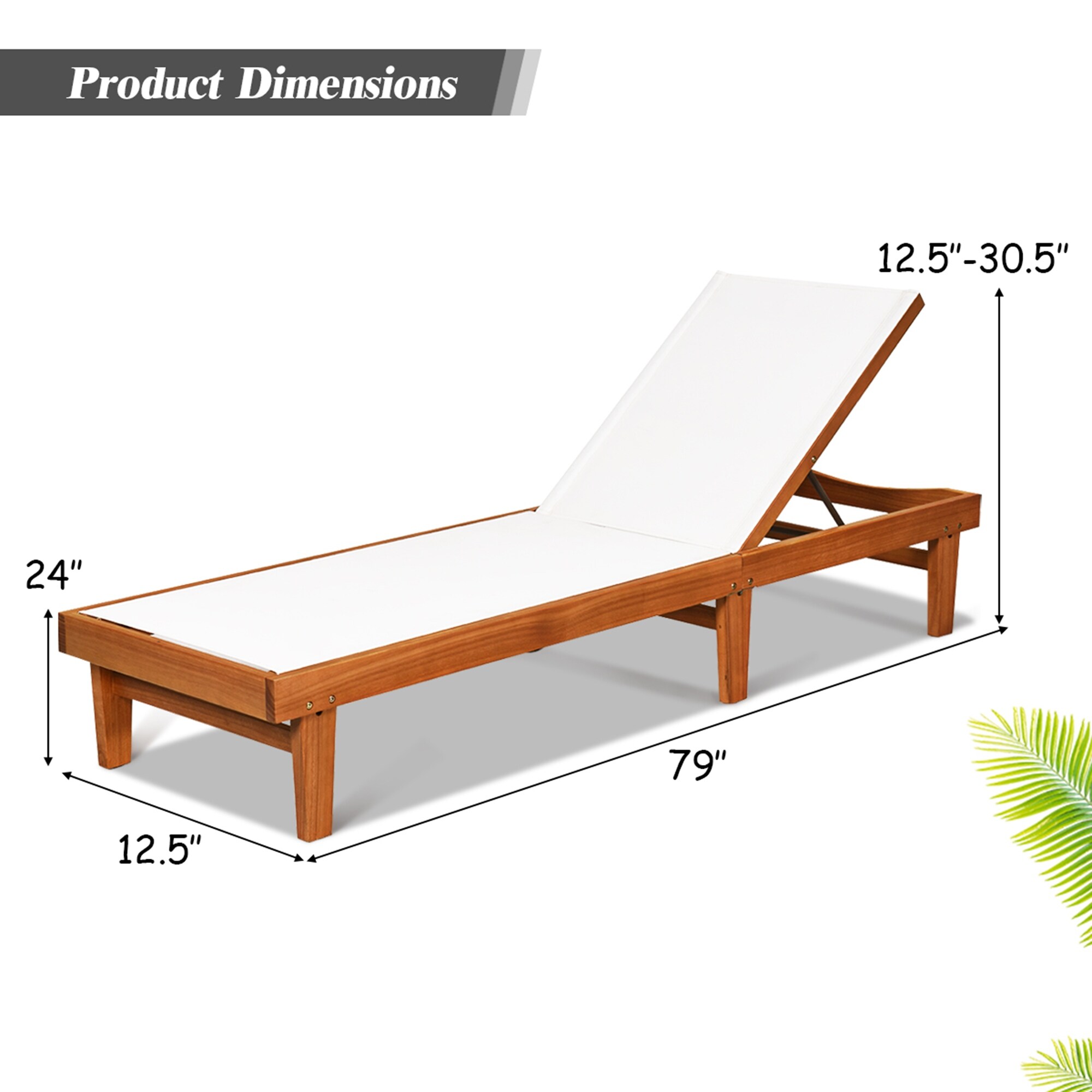 Costway Patio Lounge Chair Wood Back Adjustable Recliner Overstock 31500523