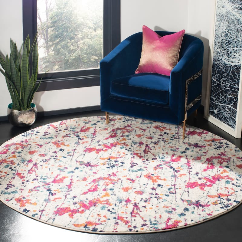 SAFAVIEH Evoke Hallbjorg Vintage Boho Rug - 6'7" Round - Ivory/Red