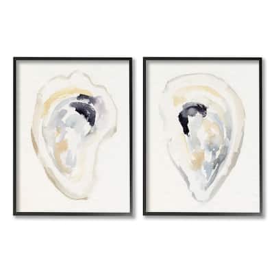 Stupell Abstract Watercolor Detail Oyster Clam Shell Framed Wall Art - Beige