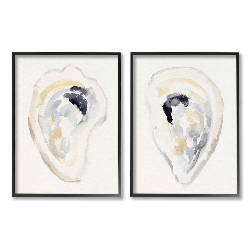 Stupell Abstract Watercolor Detail Oyster Clam Shell Framed Wall Art - Beige