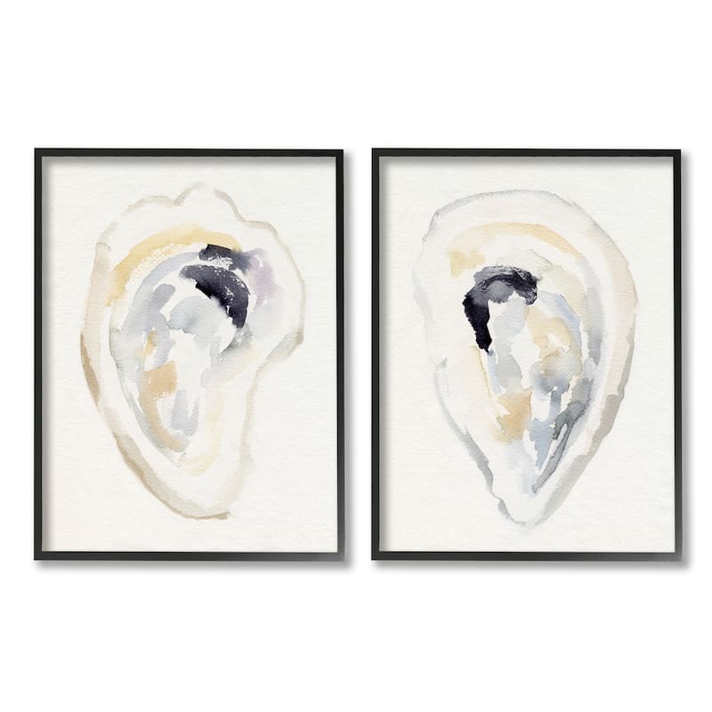 Stupell Abstract Watercolor Detail Oyster Clam Shell Framed Wall Art - Beige