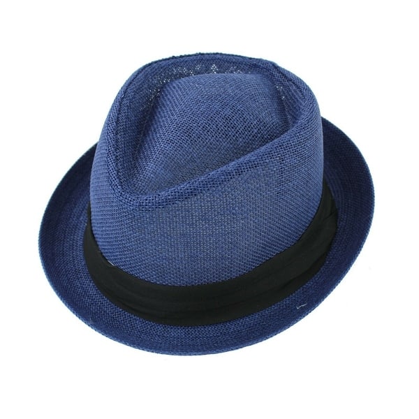 Straw Crushable Foldable Summer Fedora Panama Trilby HAT with Wide Bow Trim Band
