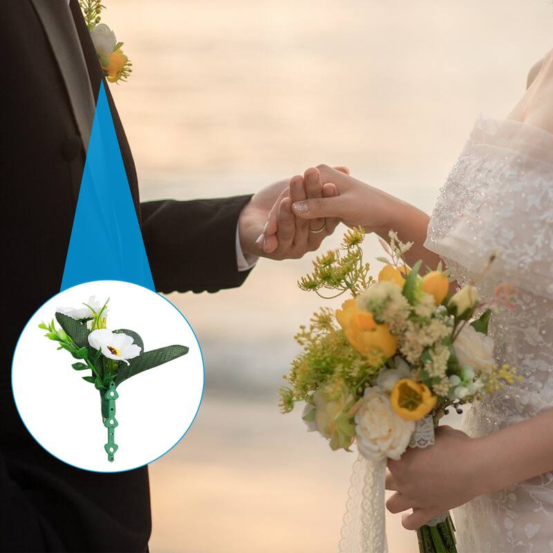 Floral Boutonnieres Magnets Corsage Brooches with 2Pcs Floral Tape - Green