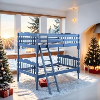 Artsy Twin-Over-Twin Bunk Bed with Slat System, Built-In Ladder & Safety Guard-Rai, Stackable or Separate Configuration