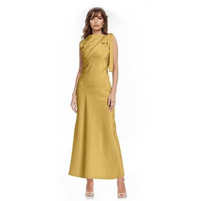 Jewel Badgley Mischka Harper Boat Neck Draped Gown