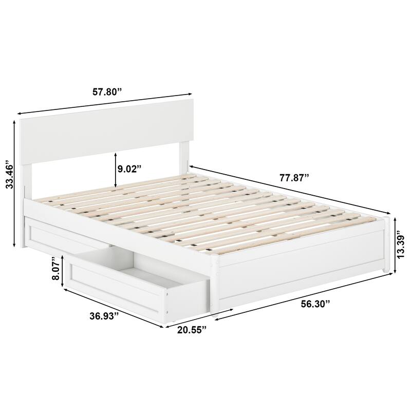 Wesley Platform Bed with Panel Footboard and Storage Drawers