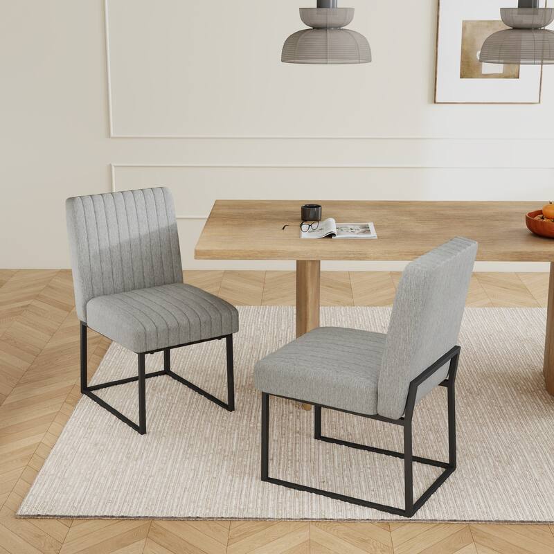 Mid Century Modern Dining Chair with Black Metal Legs