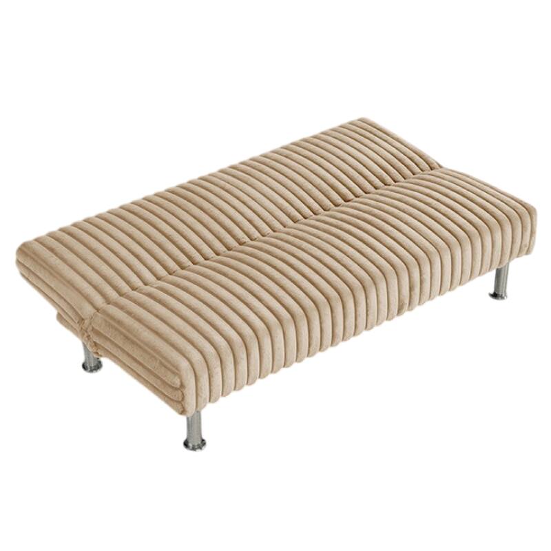 Hini Fold Out Futon Sofa Bed, Taupe Brown, Modern Chrome Metal Legs