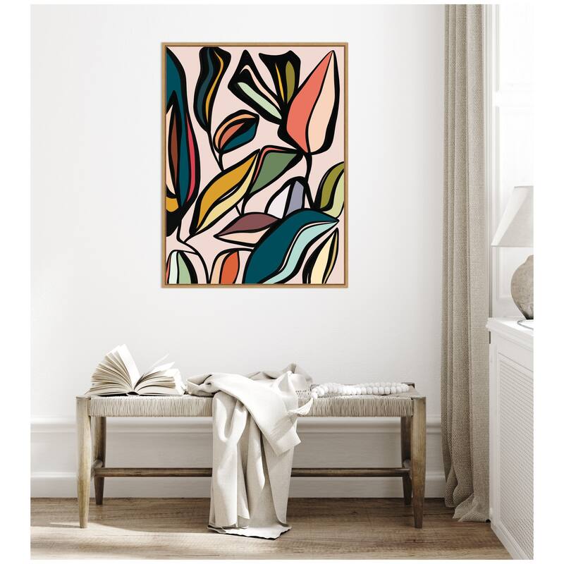 Kate and Laurel Fanciful Ficus Expansion by Alicia Bock Framed Canvas Wall Art Print