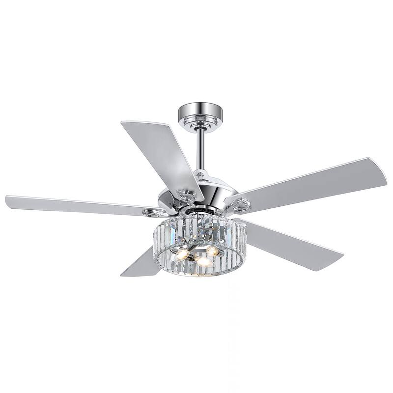 52-inch 5-Blade Chrome Crystal Ceiling fan with Light and Remote