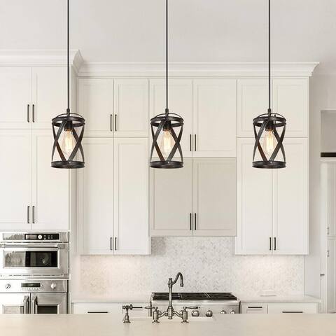 Farmhouse 1-Light Cylinder Pendant Island Light - D 6" x H 11"