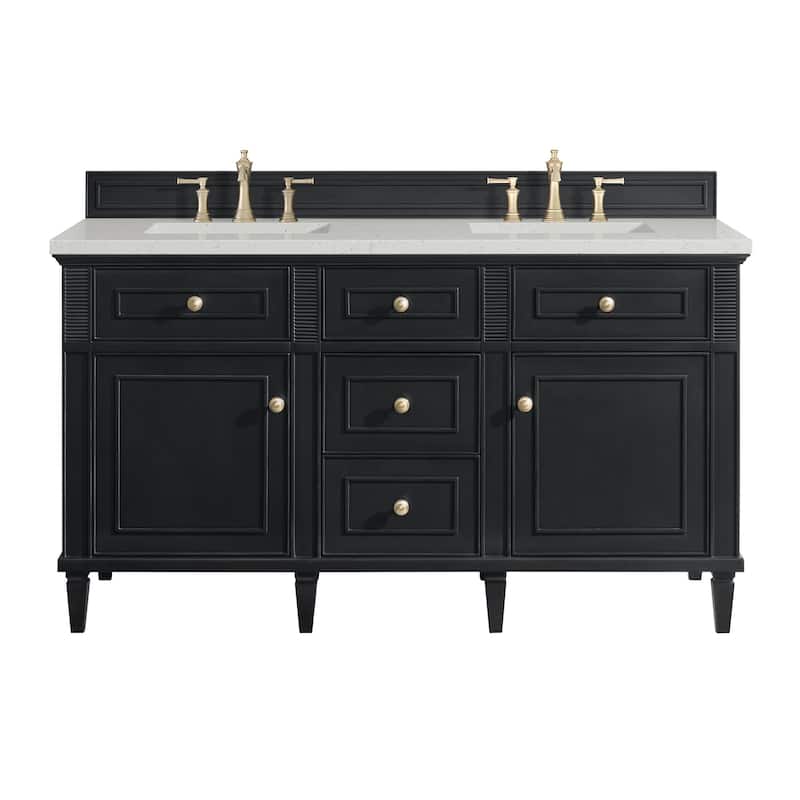 James Martin Vanities 424-V60D-3LDL Lorelai 60" Double Basin Wood - Black Onyx - Anthracite Finish