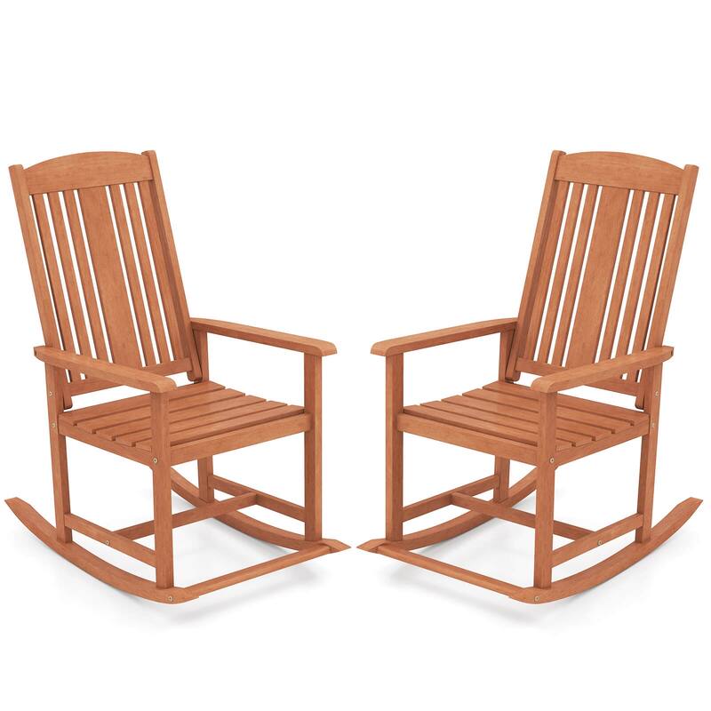 1/2 PCS Outdoor Patio Wood Rocking Chair Relaxing Rocker - 2-Piece