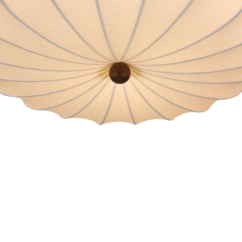 Vintage Pleated Lantern White Silk Single Flush Mount Ambient Light - 23.6 Inches
