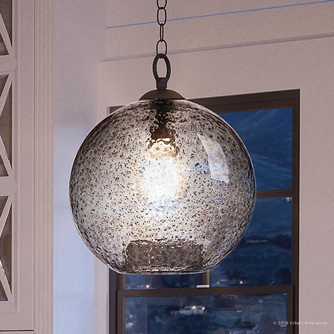 Crackled mercury outlet bowl pendant light