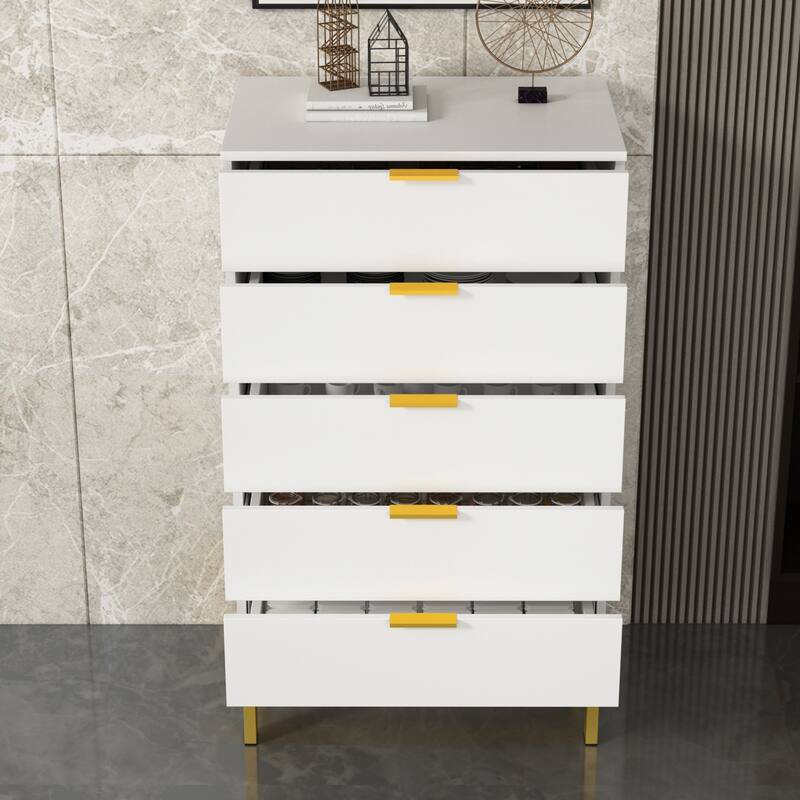 5-drawer Storage Chest Bedroom Nightstand Gadgets Cabinet