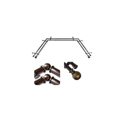 Adjustable Curtain Rods & Hardware Set - Vintage Style Window Rods with Finials, 20-72 Inch - M