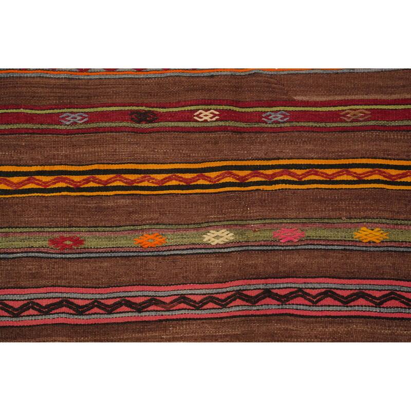 Hand Woven Oriental 100% Wool Carpet Southwestern Tribal Multi-Colored Kilim Area Rug - 8' 8'' X 5' 0''