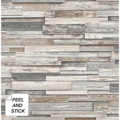 NextWall Reclaimed Wood Plank Peel and Stick Removable Wallpaper