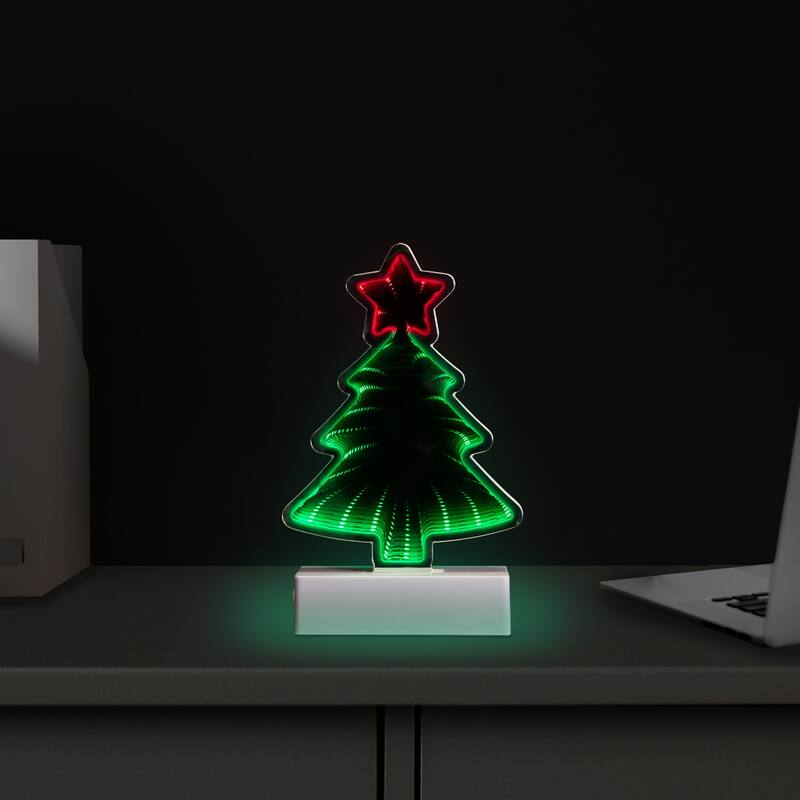 LED 3D Christmas Tree Infinity Mirror - 8"