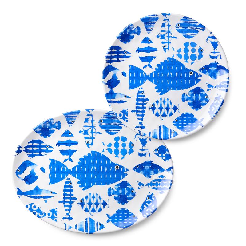 Certified International Fish Tale Melamine 2 Piece Platter Set - 18.00"L x 13.5.00"W x 0.75"H