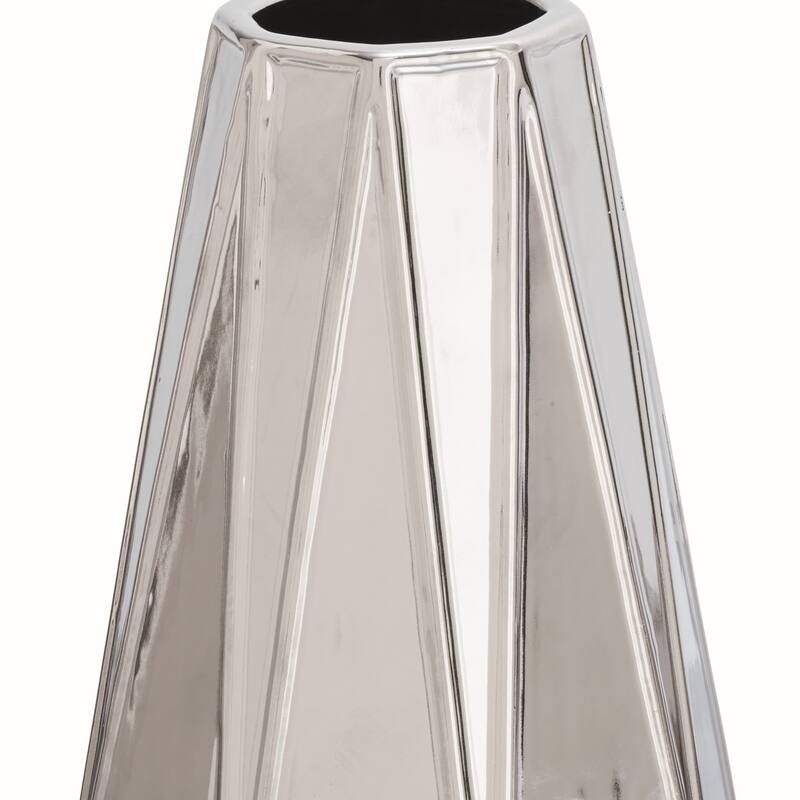 Gold, Silver or Gray Ceramic Geometric Vase (Set of 3) - S/3 7", 11", 15"H